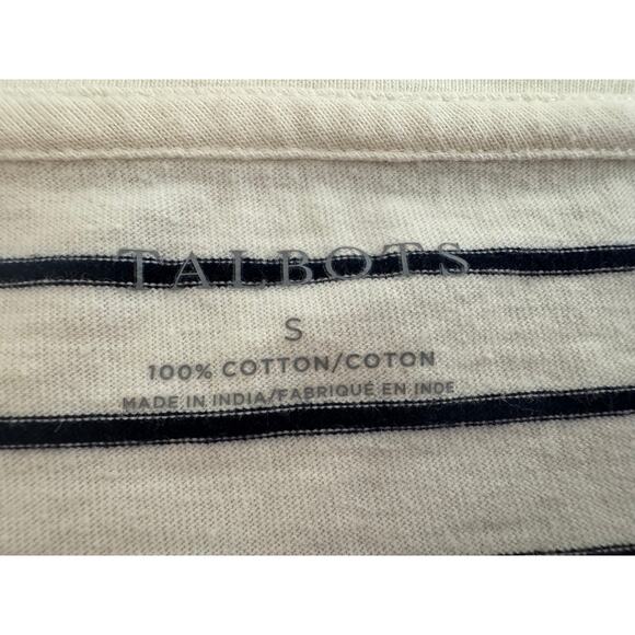 Talbots Valentine top black & white stripe pink sequin Be Mine heart cotton Sz S - Picture 6 of 6